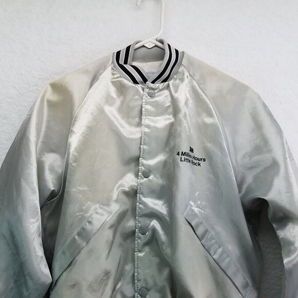 3M Jacket Small Satin Silver Gray Little Rock 4 Million Hours Vintage - Picture 2 of 10
